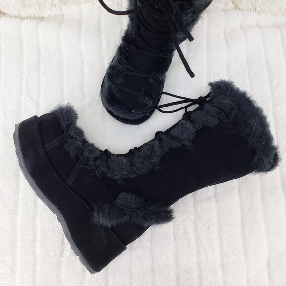 Cub 311 Platform Furry Mammoth Stomper Knee Boots - Picture 3 of 11